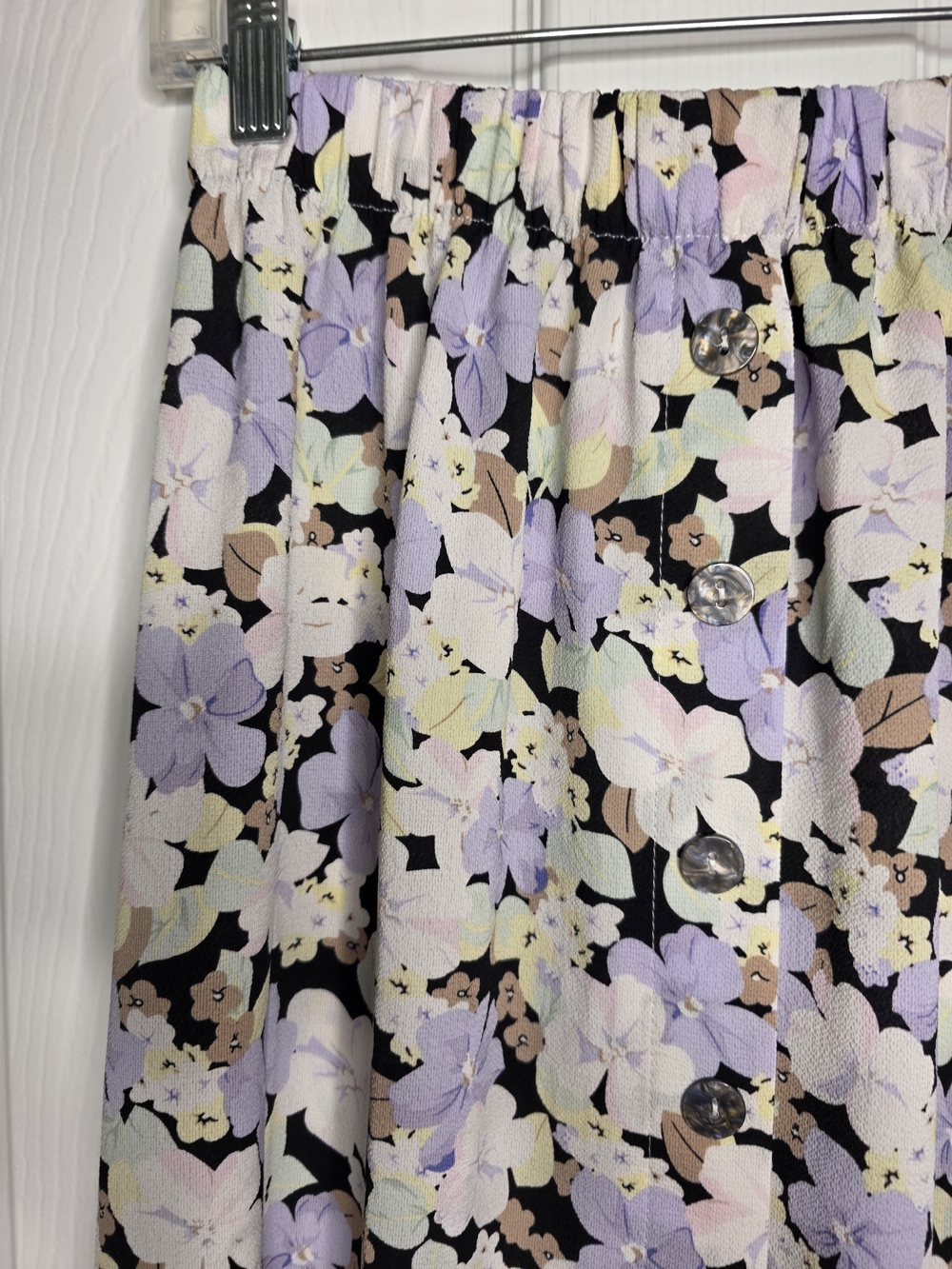 Only Floral Maxi Skirt in Black with Pastel Lilac & Cream Flowers - Picture 4 of 13